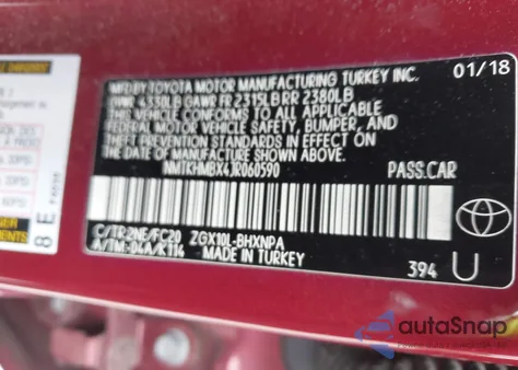 2018 Toyota C-Hr Xle Premium from USA, damaged, VIN NMTKHMBX4JR060590